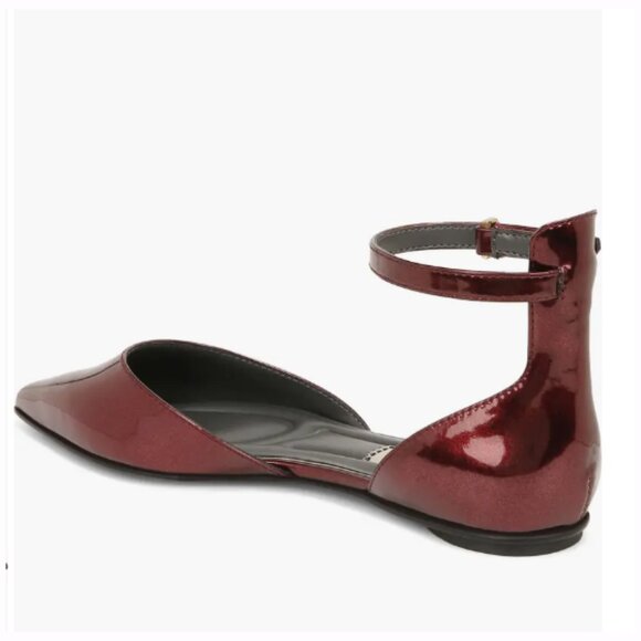 NEW Franco Sarto Racer Ankle Strap d'Orsay Pointed Toe Flat Women's Size 7.5 Red - Picture 2 of 10